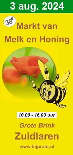 Promotiemateriaal van de Markt van Melk en Honing - voorzijde van de flyer