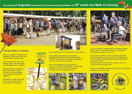 Promotiemateriaal van de Markt van Melk en Honing - binnenzijde van de flyer