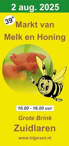 Promotiemateriaal van de Markt van Melk en Honing - voorzijde van de flyer
